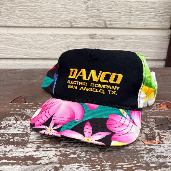 Vintage DANCO Electric company texas trucker hat floral pattern strapback - Picture 1 of 7